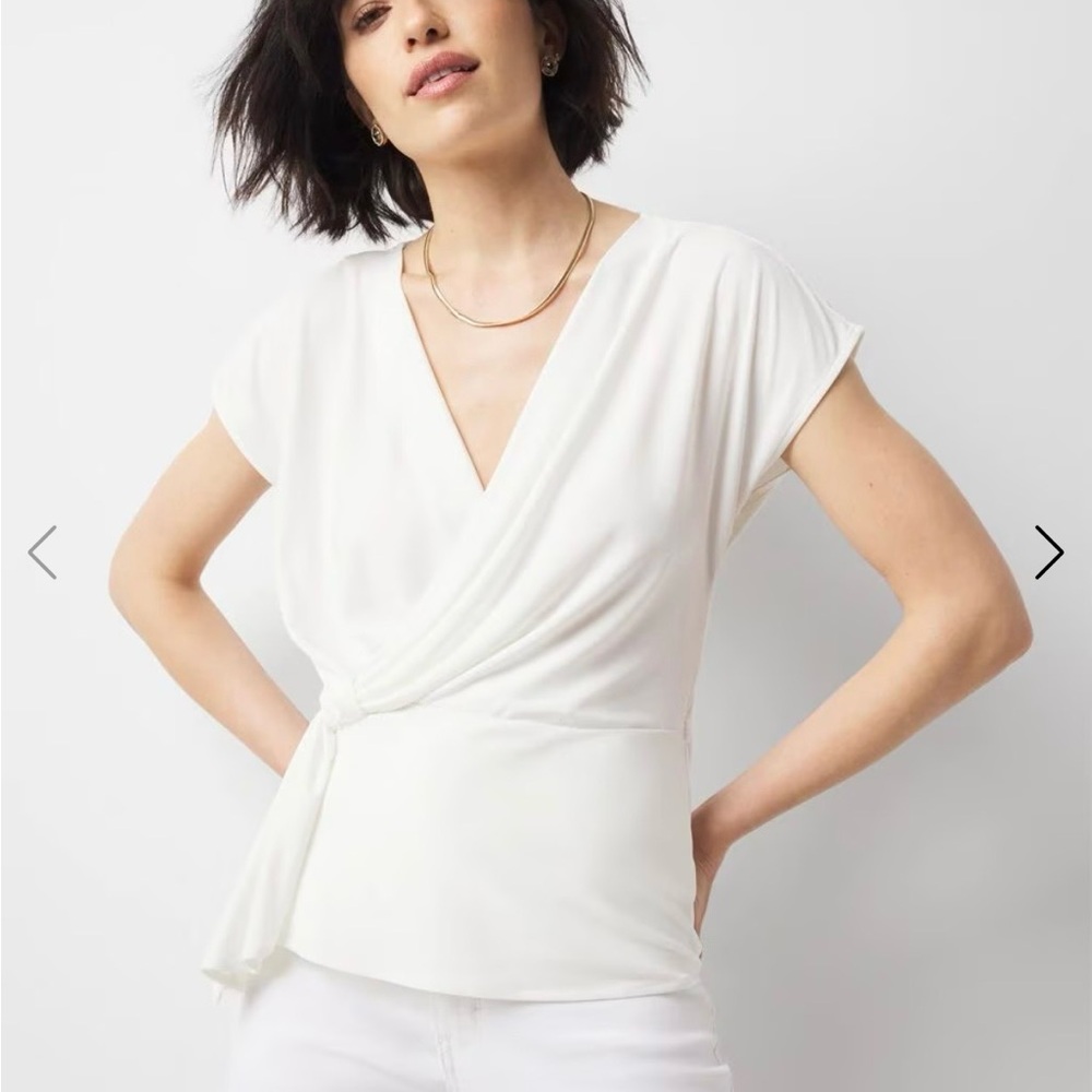 Anne Klein Cream Wrap Blouse